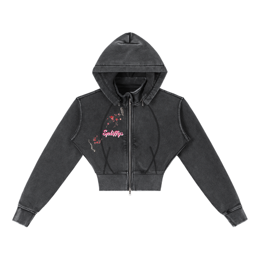 Cropped Zip Up Hoodie